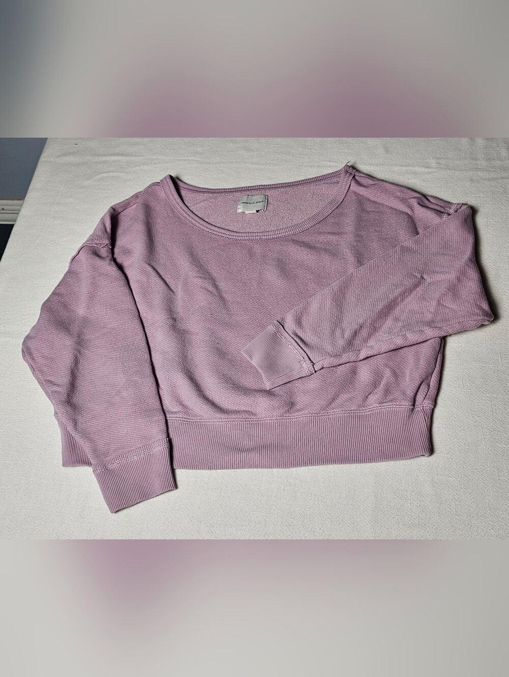 American Eagle Forever Slouchy Cropped Crew Neck Sweatshirt Womens XS Lavender